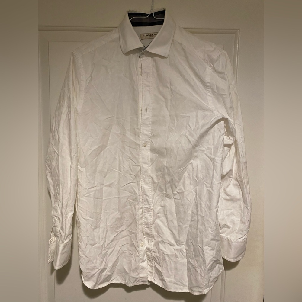 Burberry Plaid Pattern Button Down Dress Shirt